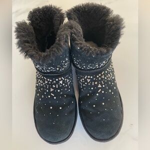 UGG Classic Galaxy Mini Bling Boot Black Suede Womens Size US9 MSRP $180 1103799